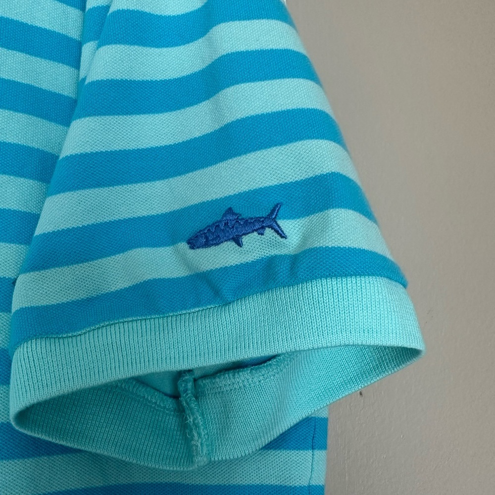 Columbia PFG Mens Striped Super Bonefish Pique Polo. Size Large. Blue/Teal.‎ - Picture 5 of 10